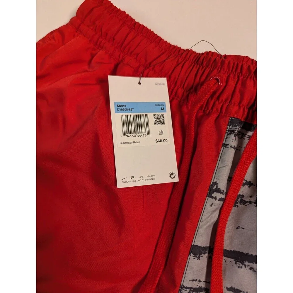NWT NIKE Woven Flow Summer Hoop Shorts sz M Medium Red Anthracite Gray